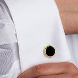 SS806313 | Onyx & Gold plated Sterling Stud Set