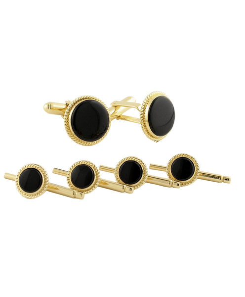 SS806313 | Onyx & Gold plated Sterling Stud Set