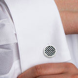 SS866602 | Onyx & Mother of Pearl Sterling Checkerboard Stud Set