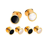 SS880509 | Mother of Pearl & Onyx reverse Brass Stud Set