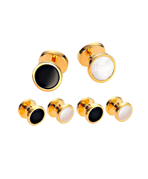 SS880509 | Mother of Pearl & Onyx reverse Brass Stud Set