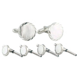 SS890702 | Sterling Silver Mother of Pearl Diamond Cut Stud Set