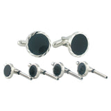 SS890902 | Sterling Silver Onyx Diamond Cut Stud Set