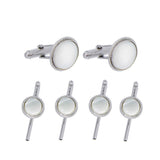 SS891102 | Mother of Pearl Beveled Silver Stud Set
