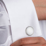 SS891102 | Mother of Pearl Beveled Silver Stud Set