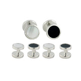 SS892302 | Sterling Silver Onyx & Mother of Pearl Stud Set