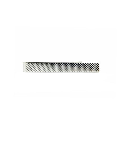 TB310602 | Silver Diagonal Striped Tie Bar