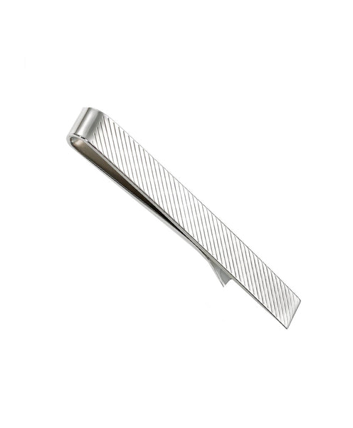TB310602 | Silver Diagonal Striped Tie Bar