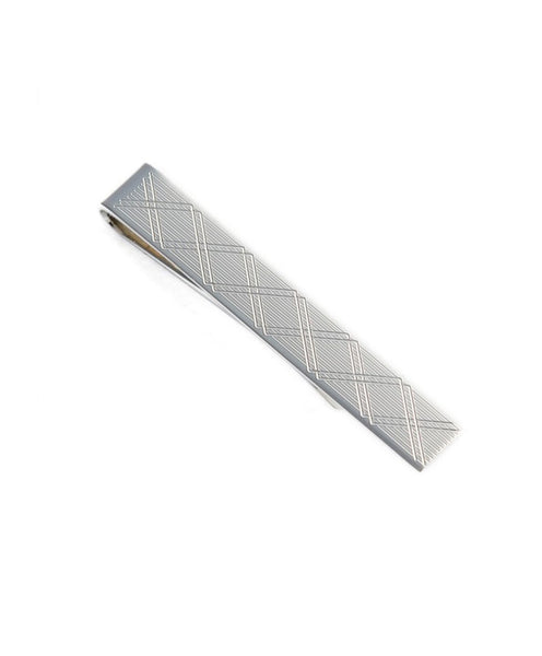 TB322002 | Silver Plaid Striped Tie Bar
