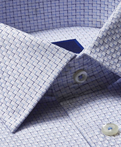 TBSP05608135 | Blue & White Micro Dobby Dress Shirt