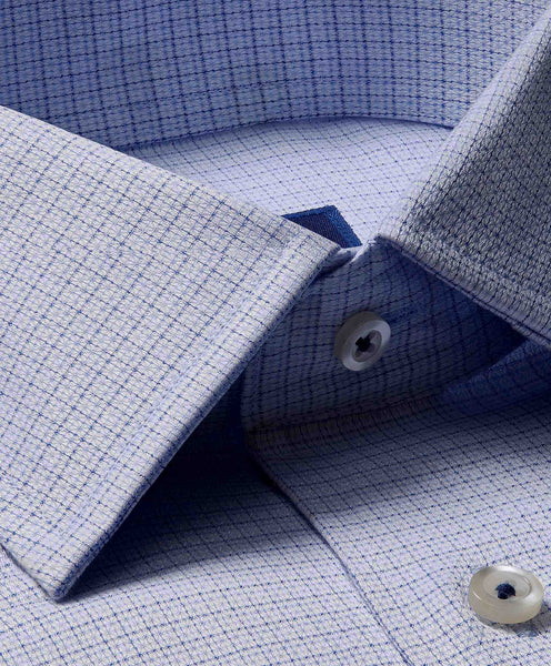 TBSP05611423 | Blue Micro Check Dress Shirt
