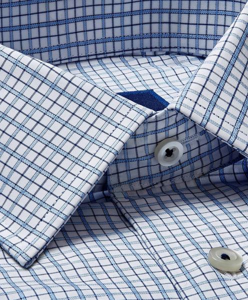 TBSP05863135 | Blue & White Check Dress Shirt