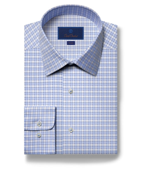 TBSP06872135 | Blue & White Twill Check Dress Shirt