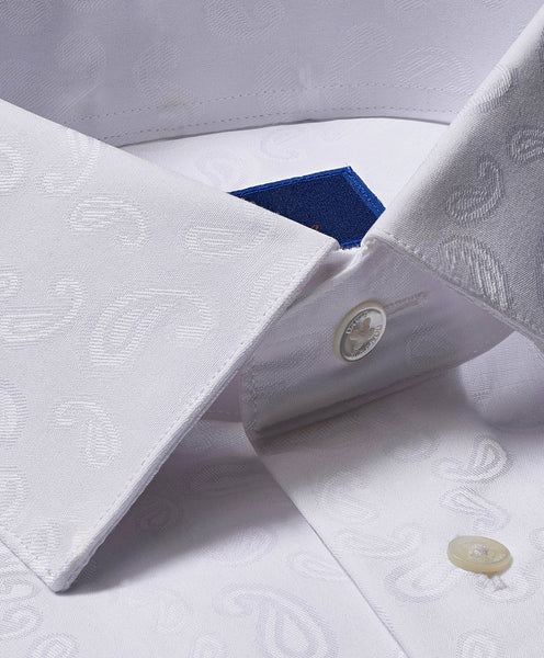 TT05504110 | White Textured Paisley Formal Shirt